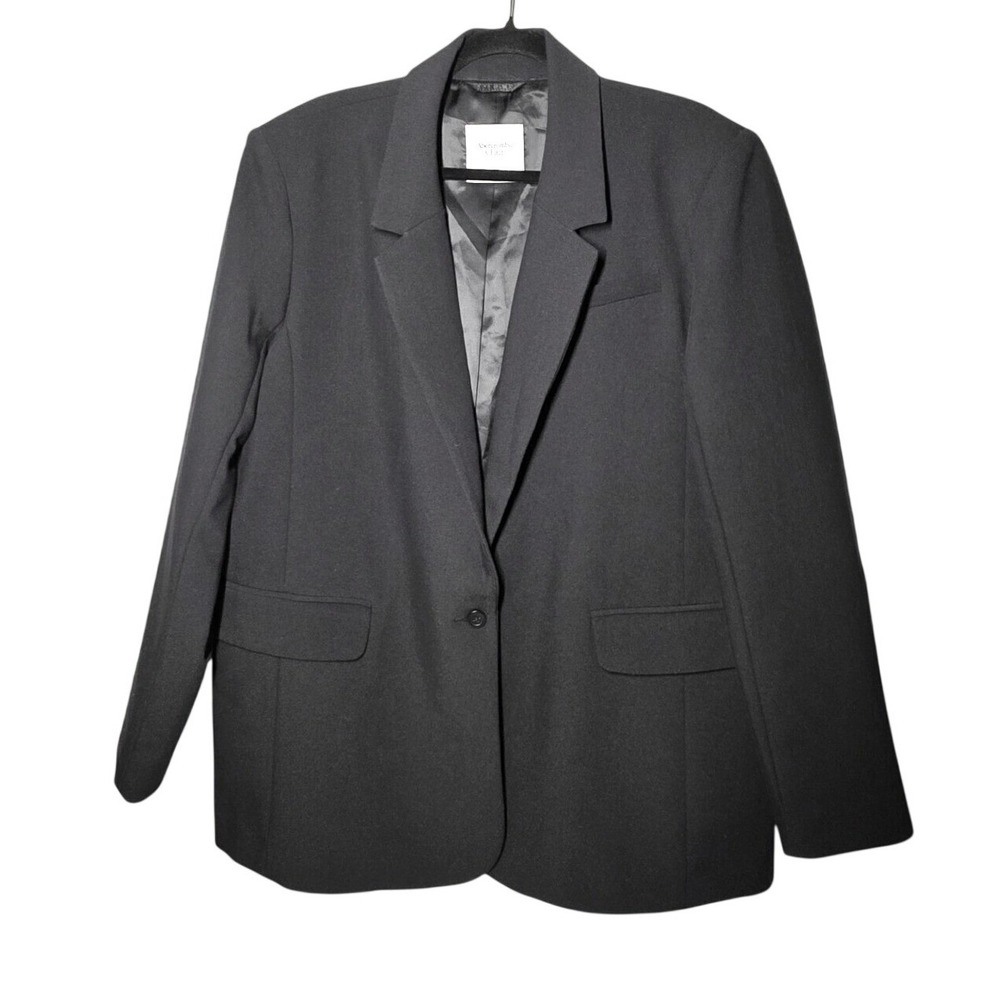 Abercrombie & Fitch Womens XL Black Oversized Single Button Blazer Jacket 1550
